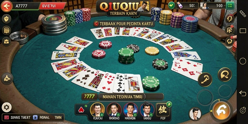 Screenshot menunjukkan gameplay seru dalam A7777, permainan QiuQiu yang menantang.