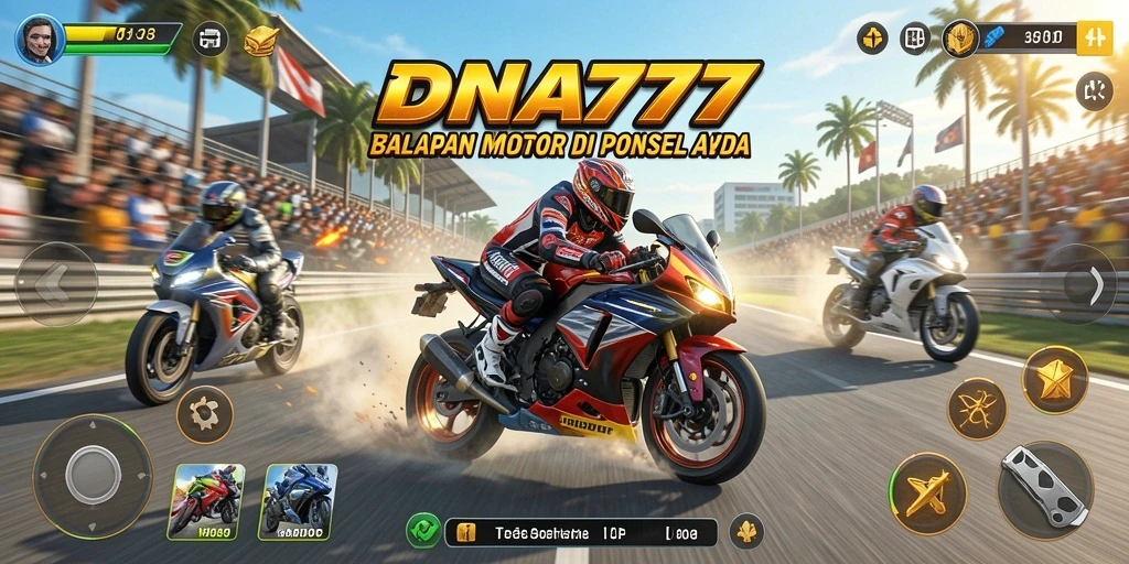 Tampilan gameplay seru dan mendebarkan dari <strong>DNA777</strong> dengan balapan motor penuh aksi.