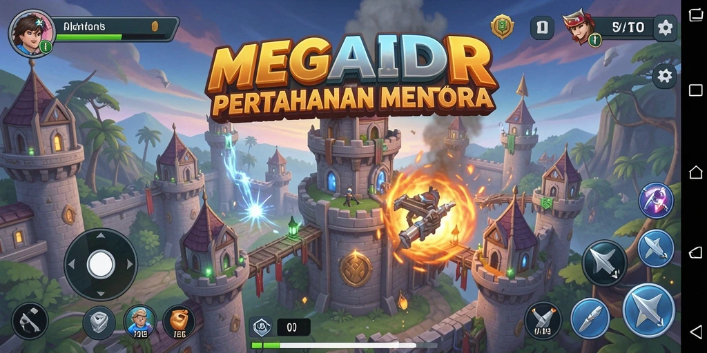 Screenshot menunjukkan gameplay mendebarkan dari <strong>MEGAIDR</strong> dalam mode Tower Defense.