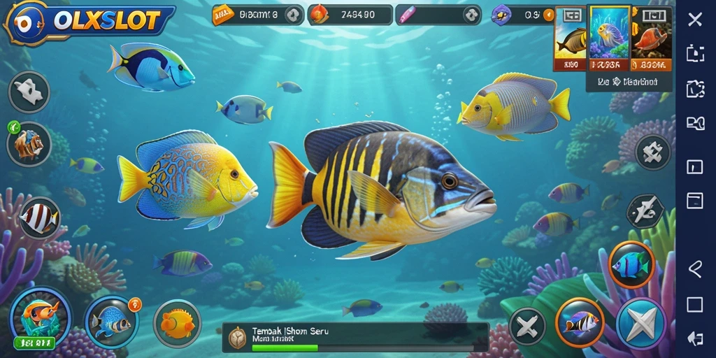 Screenshot OLXSLOT menampilkan aksi tembak ikan yang seru dan menghibur.