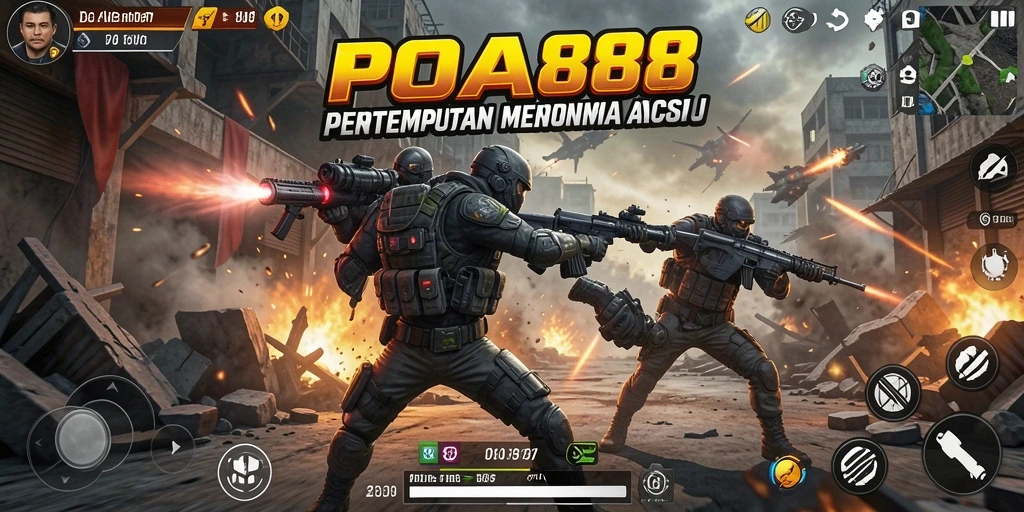 Screenshot utama menampilkan karakter bertarung dalam gameplay aksi yang intens.