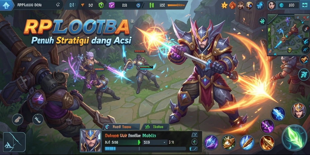 Tampilan gameplay MOBA yang mendebarkan dan penuh strategi.
