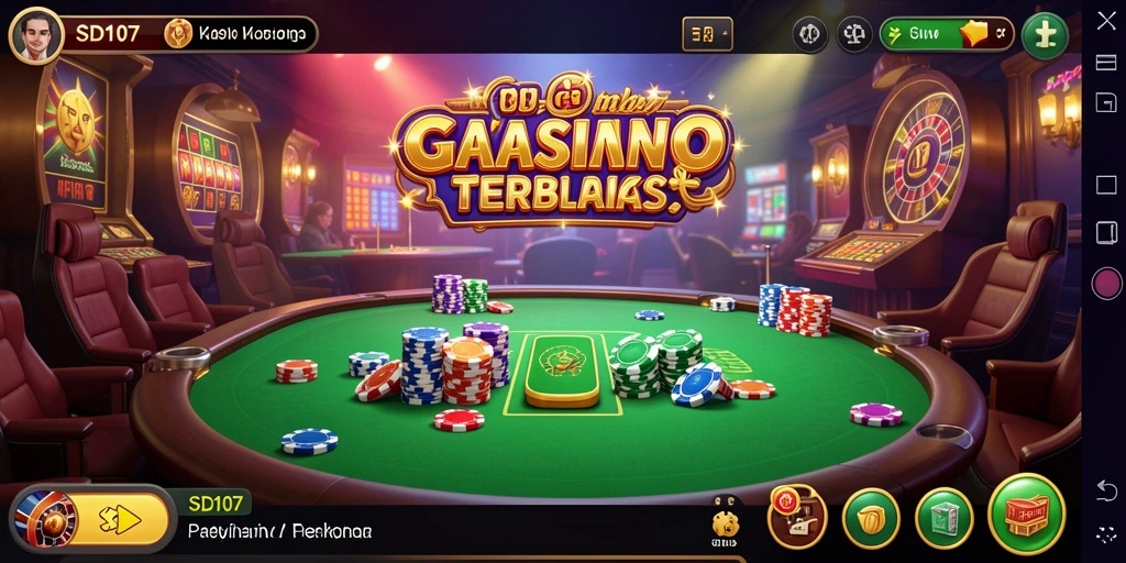 Screenshot gameplay <strong>SD107</strong> yang menampilkan suasana Kasino yang menegangkan.